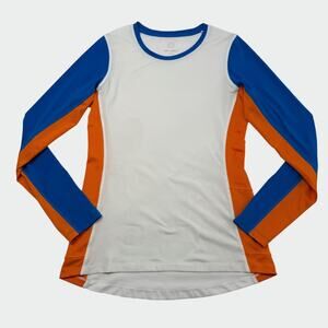 Tory Sport Shirt Womens Medium White Blue Orange Long Sleeve Activewear